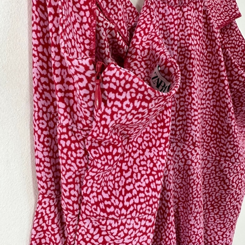Zara Animal Print Midi Dress in Pink - Picture 4 of 6